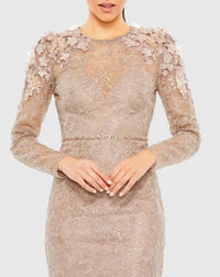 Embellished long sleeve dress - Taupe