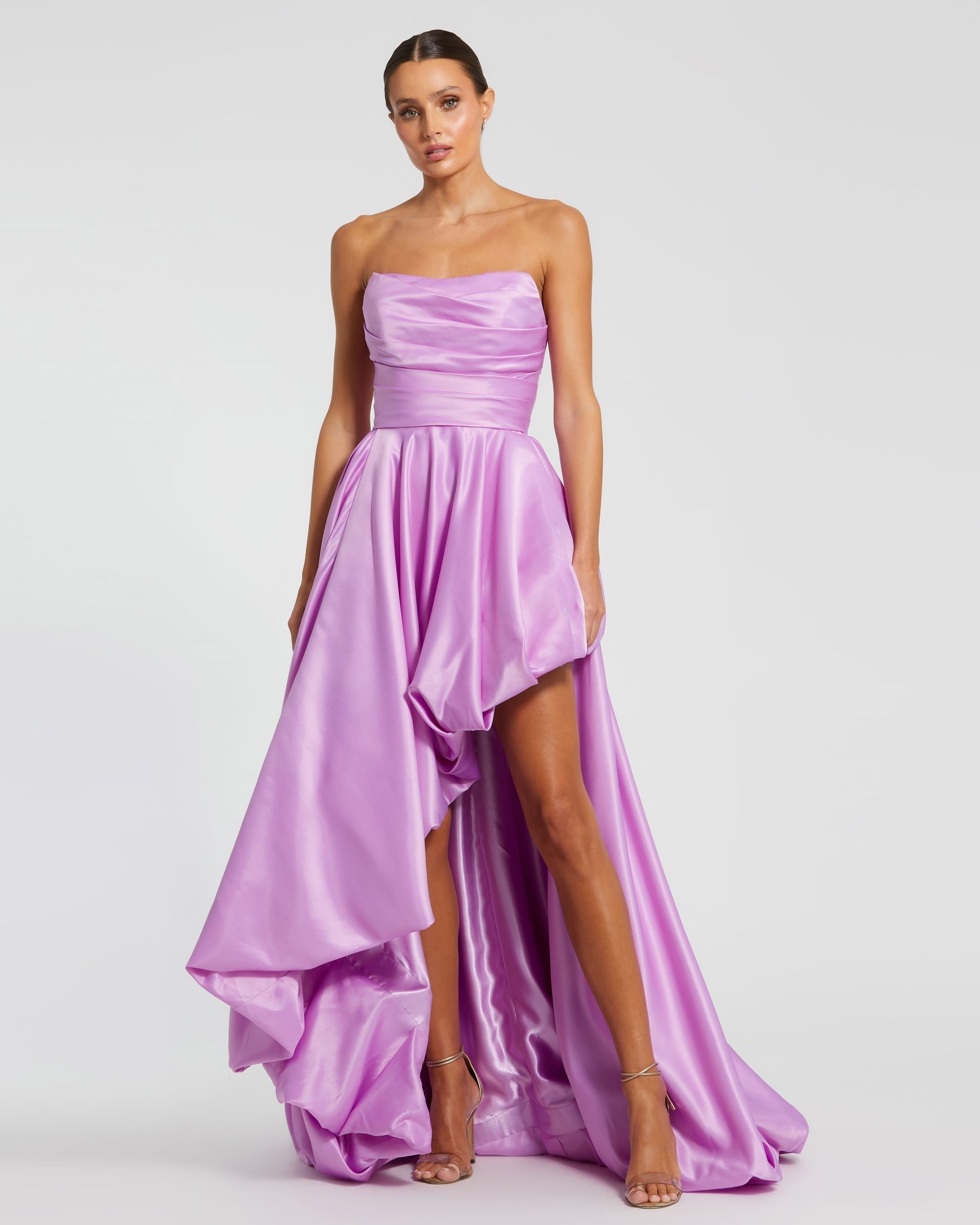 Mac Duggal, Strapless Ruched High Low Gown #11685 Orchid