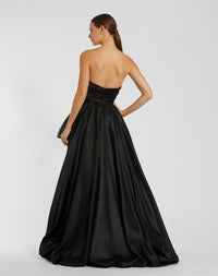 Strapless Ruched Hi Low Dress - Black