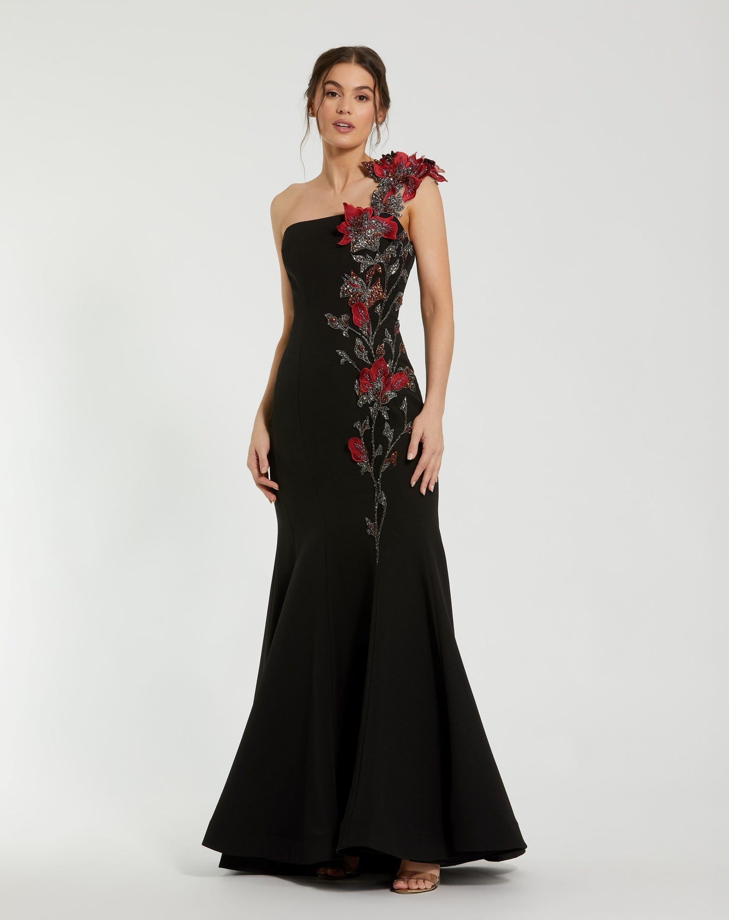 Mac Duggal Off The Shoulder Embroidered Mermaid Gown #11779 Black