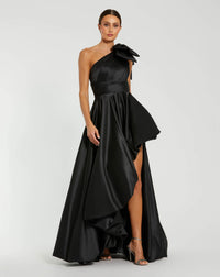 Mac Duggal  - Satin One Shoulder Bow Gown - #11800 Black