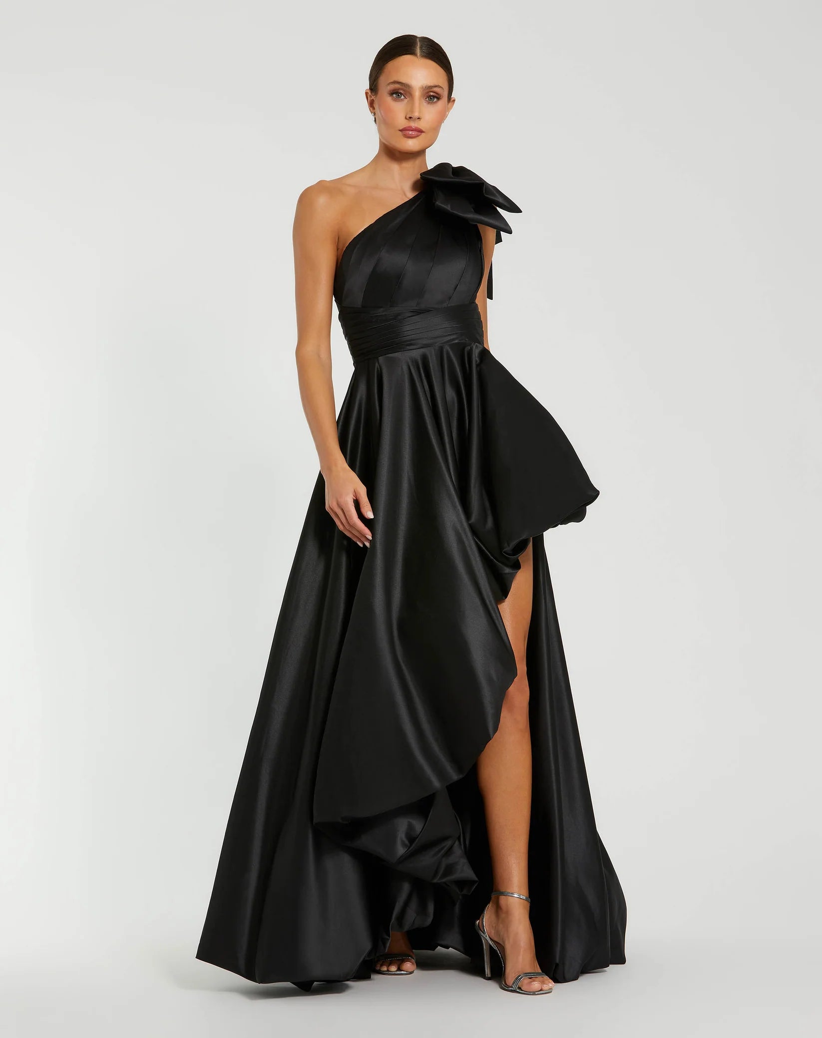 Mac Duggal  - Satin One Shoulder Bow Gown - #11800 Black