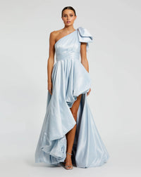 Mac Duggal  - Satin One Shoulder Bow Gown - #11800 Ice Blue