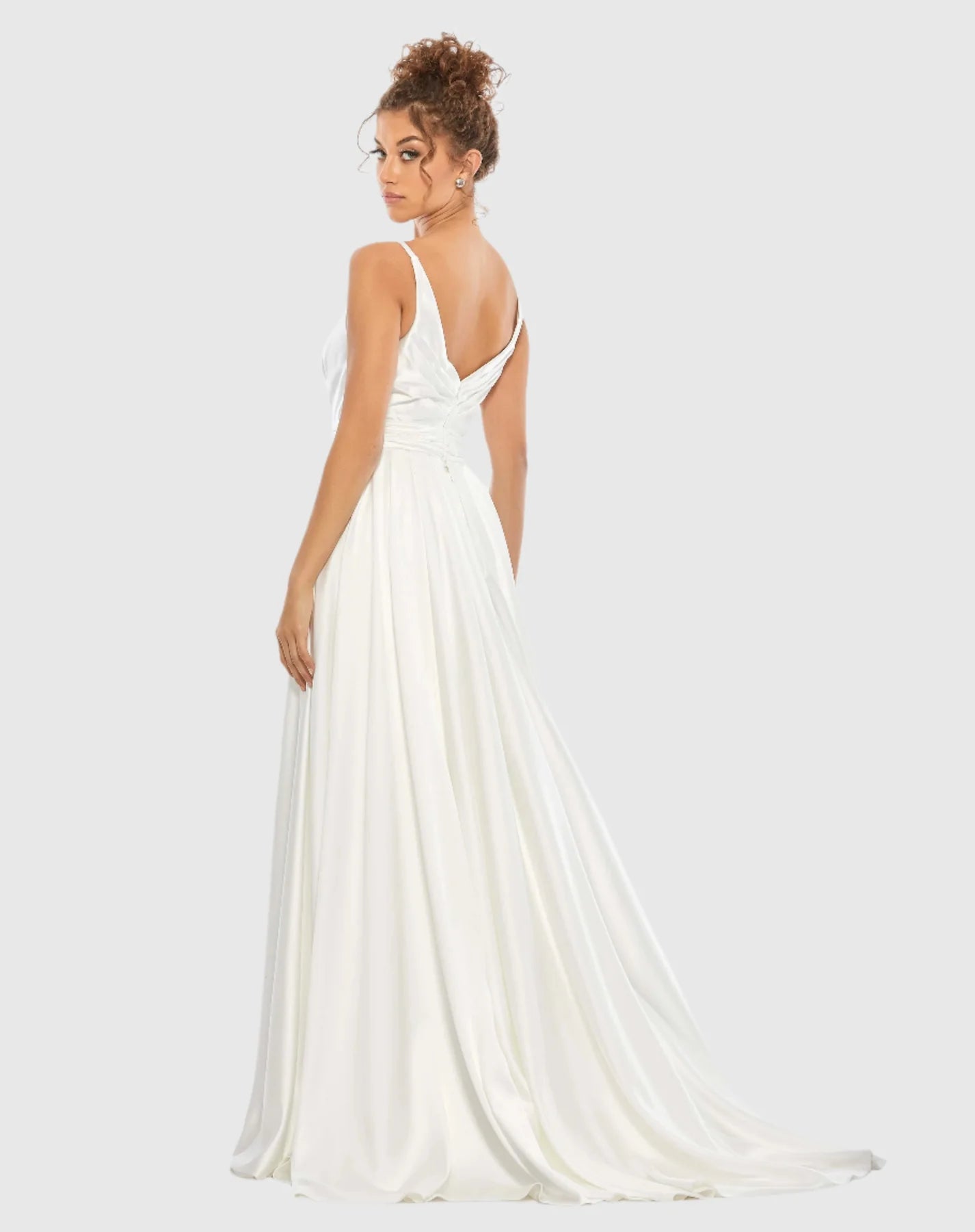 Sleeveless satin gown - White