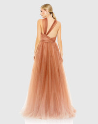 Glitter ombre halter neck ballgown - Carmel ombre
