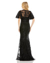 Mac Duggal Style #20438 Embellished flutter sleeve high-neck gown - black back