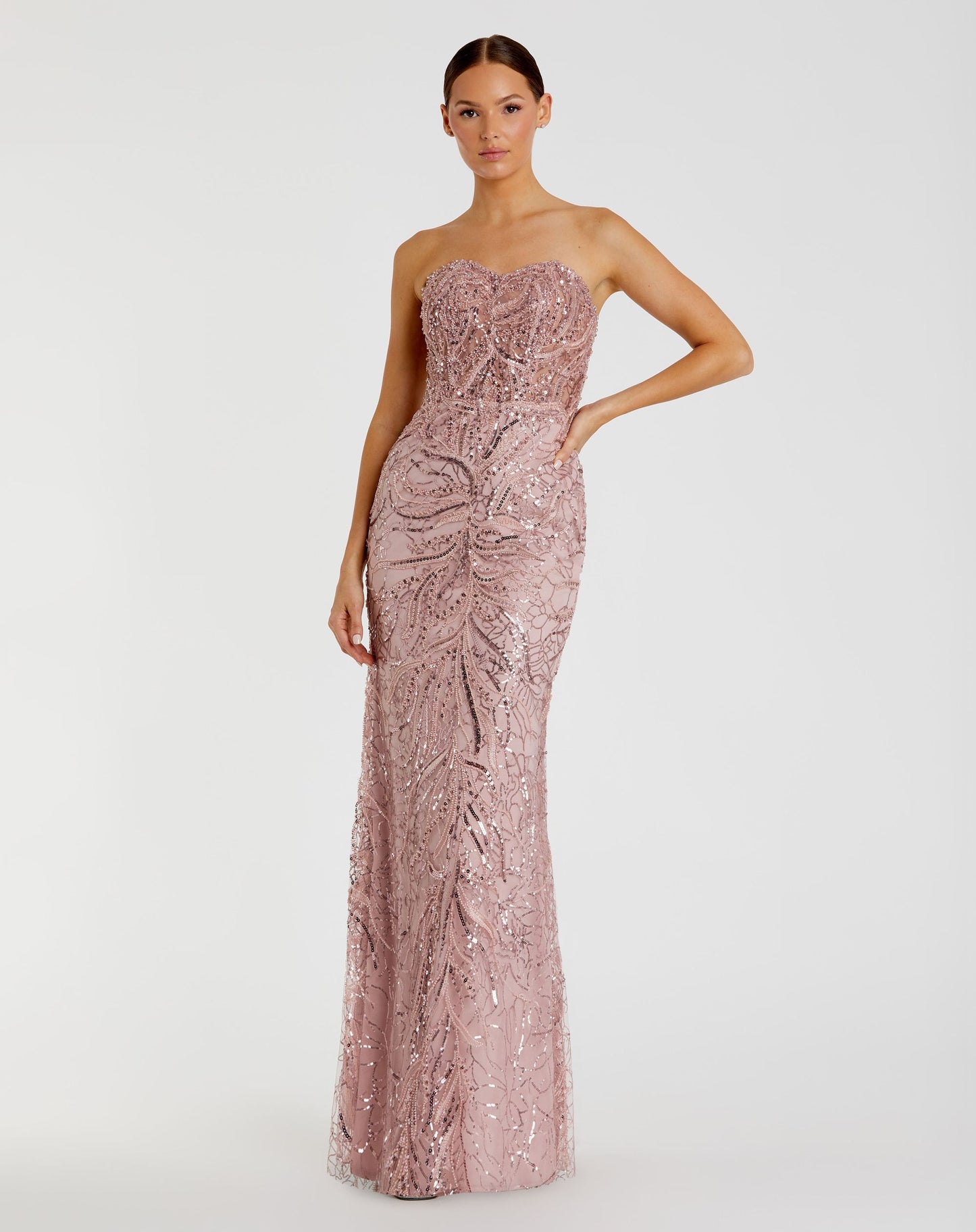 Mac Duggal, Blush Pink, Strapless Bustier Evening Gown Pink #20544