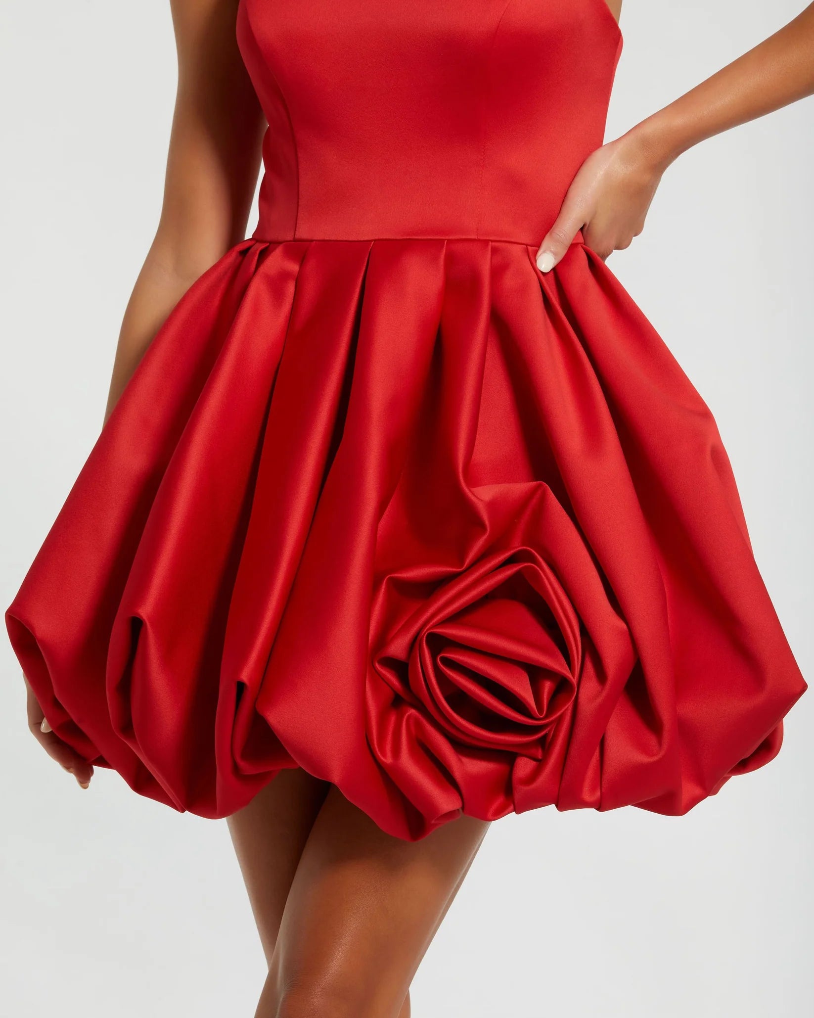 Strapless Mini Dress Rose detail - Red