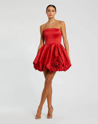 Strapless Mini Dress Rose detail - Red