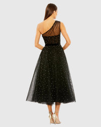 One shoulder pearl beaded ballgown - Black