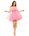 Strapless ruffled tulle mini ballgown - Pink