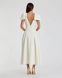 Crepe Midi Dress Bow Straps - Ivory
