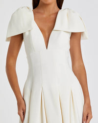 Crepe Midi Dress Bow Straps - Ivory