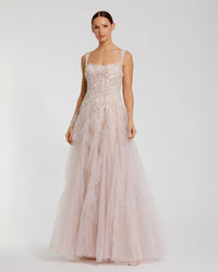 Mac Dugga Pink Bustier Tulle Ballgown With Ruffle Skirt Porcelain #21095