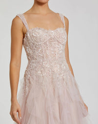 Bustier Tulle Ballgown With Ruffle Skirt - Porcelain