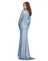 Long sleeve front twist V neck gown - Blue
