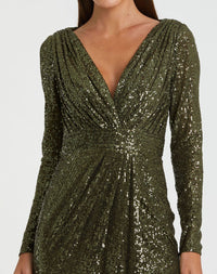 Sequin Long Sleeve Gown - Pink