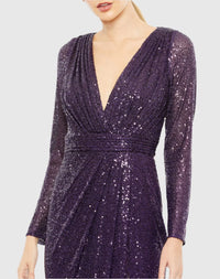 Sequin Long Sleeve Gown - Pink
