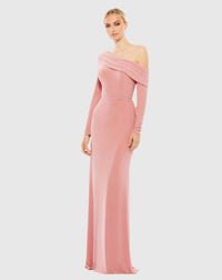 Mac Duggal Pink Drop Shoulder Long Sleeve Column Gown #26595 Rose Gold