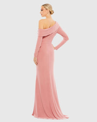 Drop Shoulder Long Sleeve Column Gown - Pink