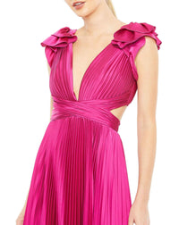 Pleated Ruffled Cut Out Gown - Sunset