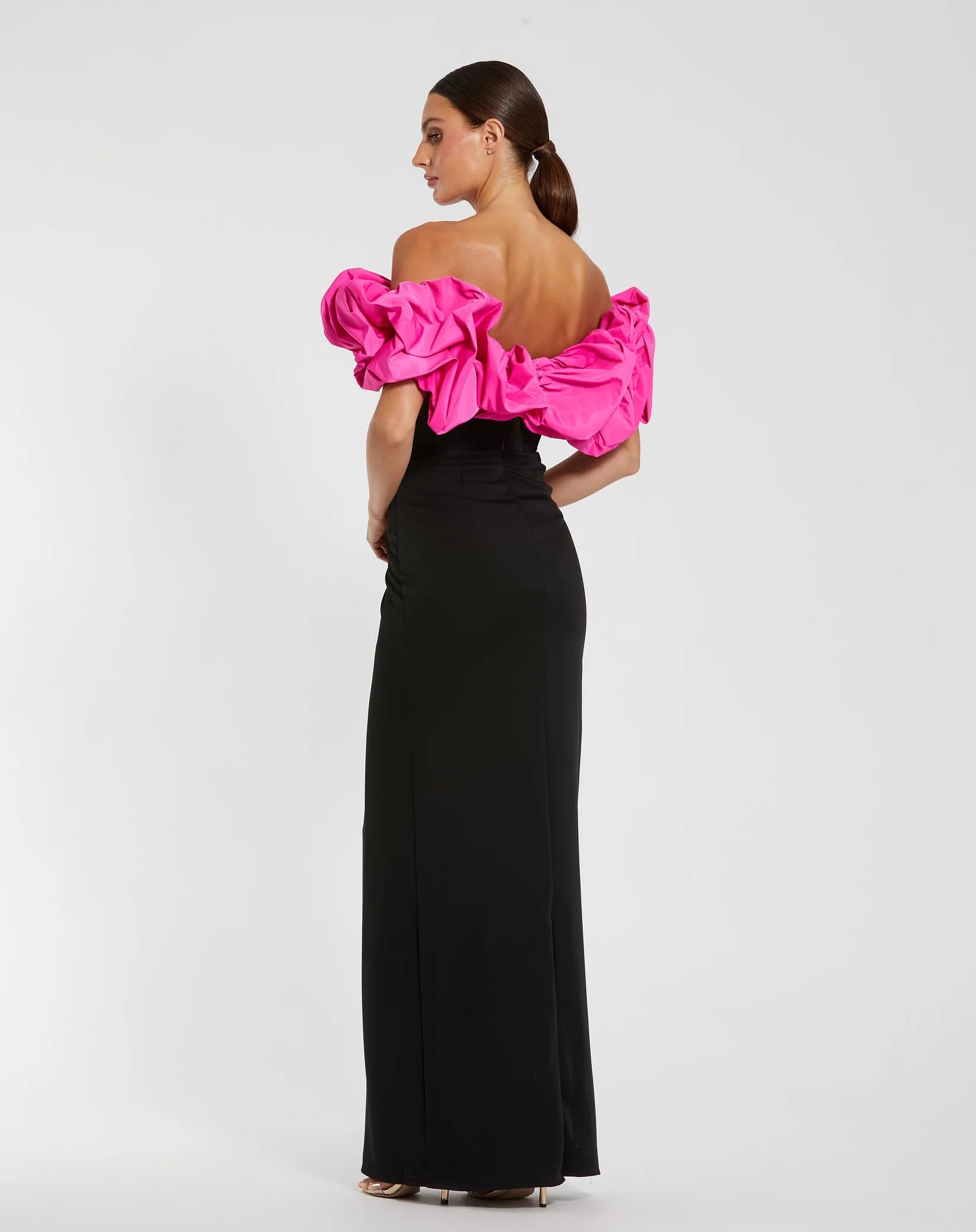 Crepe & Faille Off The Shoulder Gown - Black