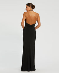 Halterneck cut out elegant gown - Black