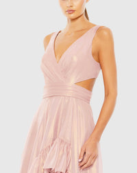 Cut Out High Low Ruffle Gown - Rose Gold