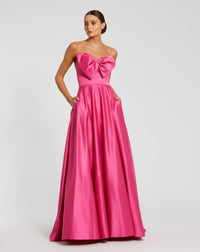 Mac Duggal, Pink Strapless A-Line Bow Ballgown  #49702 Fuschia