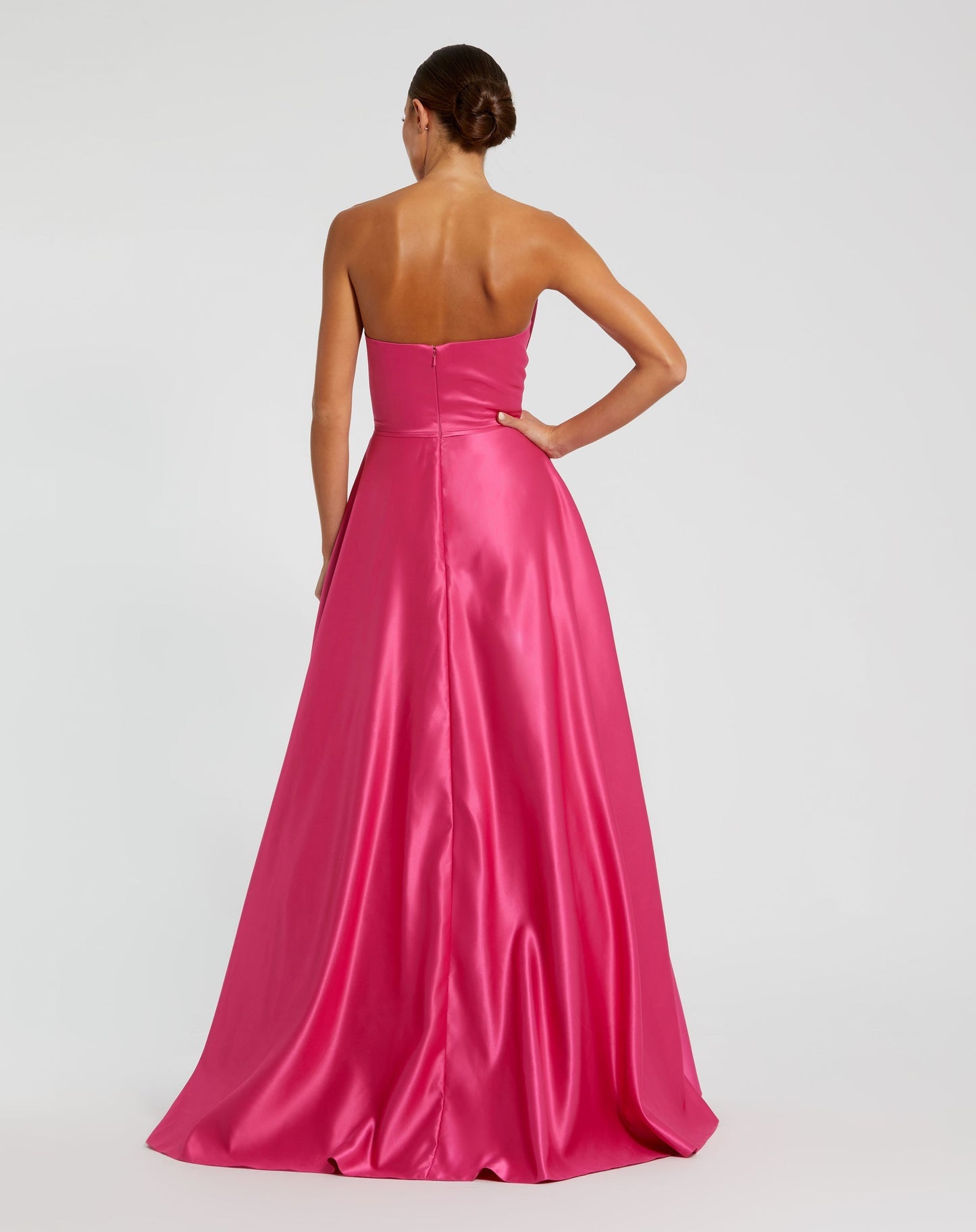 Pink Strapless Bow Ballgown - Hot Pink