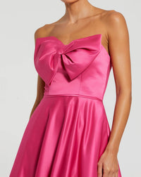 Pink Strapless Bow Ballgown - Hot Pink