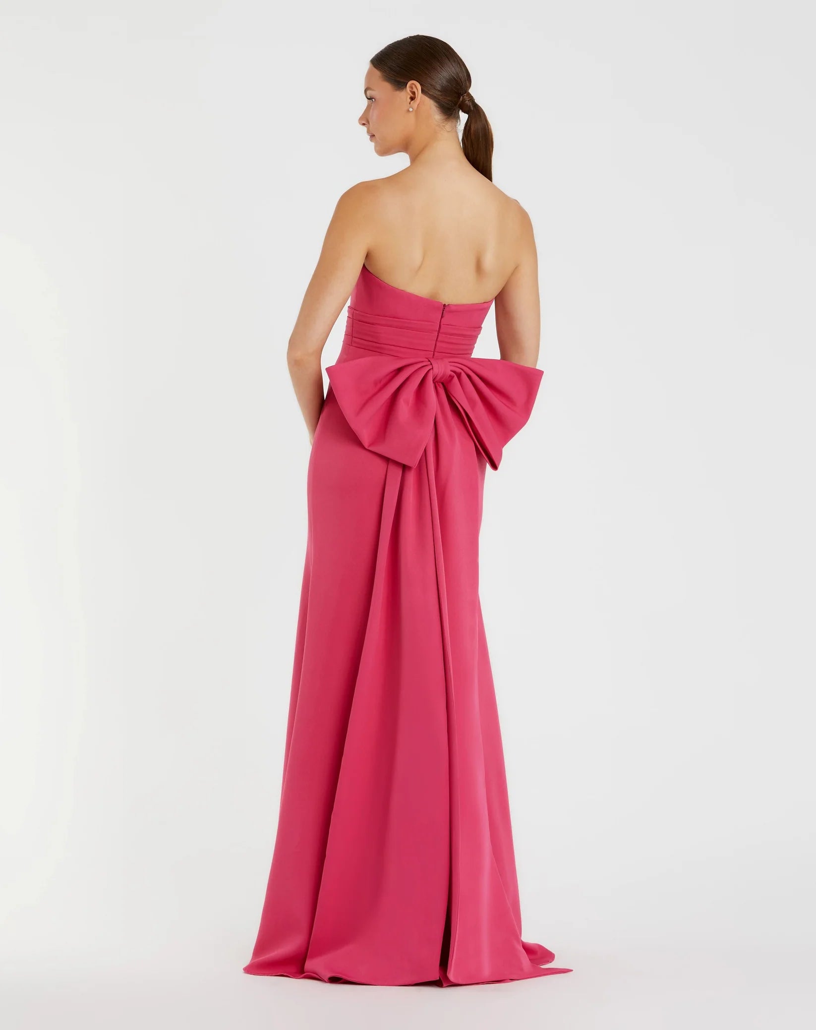 Pink Strapless Bow Gown - Hot Pink