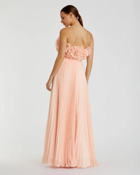Pleated Chiffon Strapless Gown - Blush
