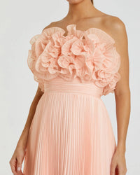 Pleated Chiffon Strapless Gown - Blush