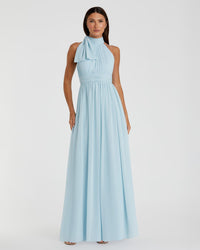 Mac Duggal, Powder Blue Bridal High neck chiffon evening gown #55035