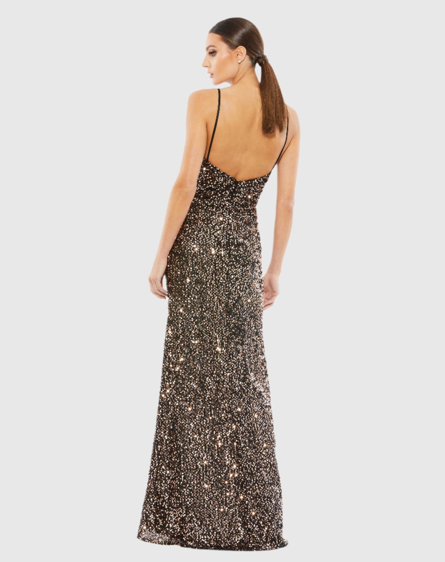 Sequin gathered waist gown - Bronze