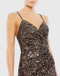 Sequin gathered waist gown - Bronze