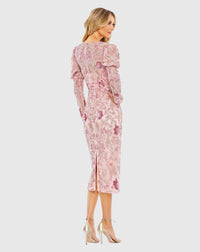 Embellished Puff Sleeve Dress - Pink