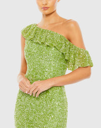 Sequin drop shoulder trumpet gown - Watermelon