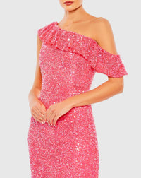 Sequin drop shoulder trumpet gown - Watermelon