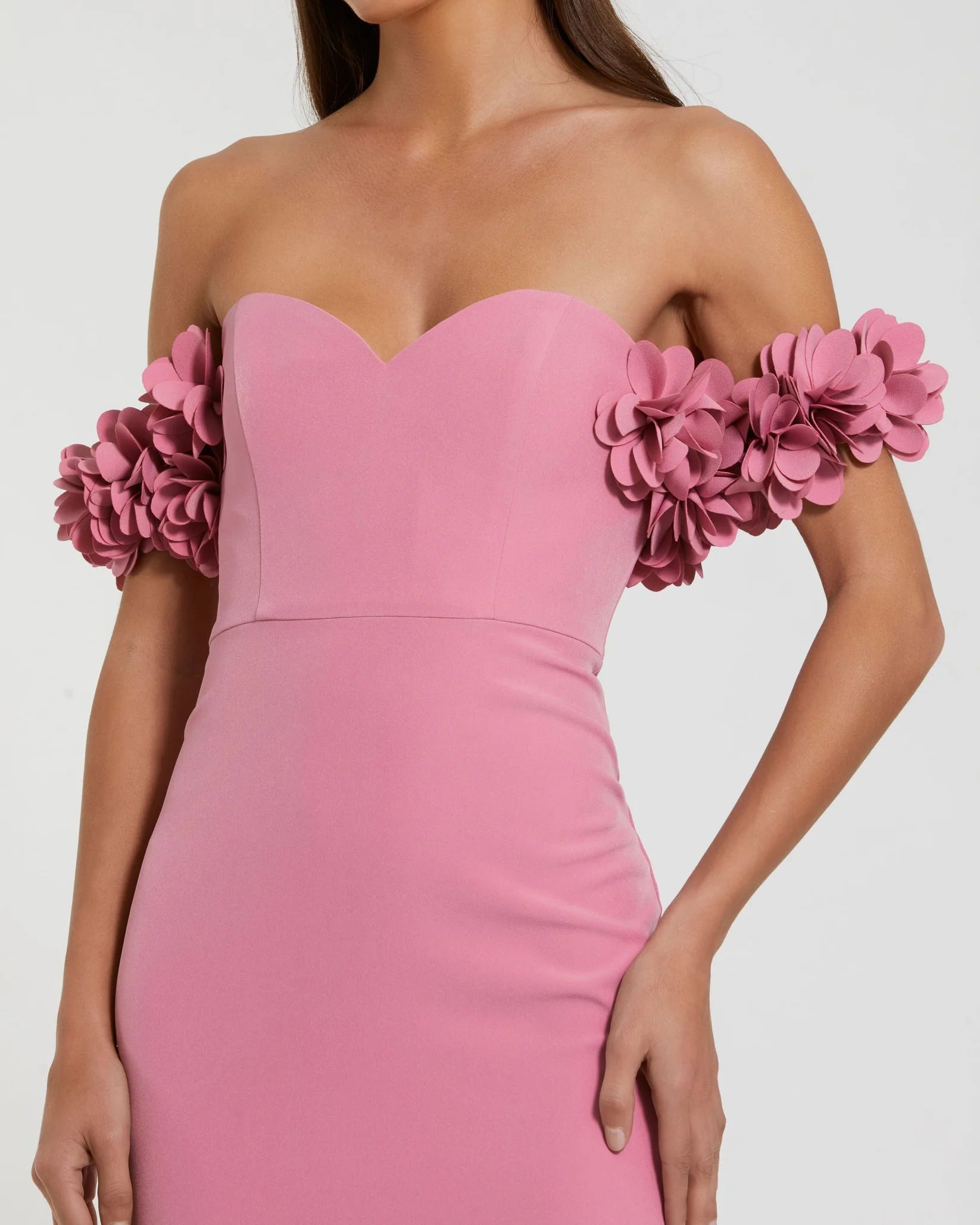 Crepe Off The Shoulder Gown - Rose