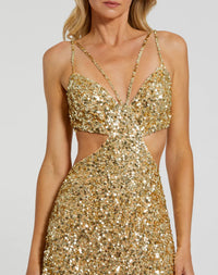 Cut out gold sequin ombre gown - Blue