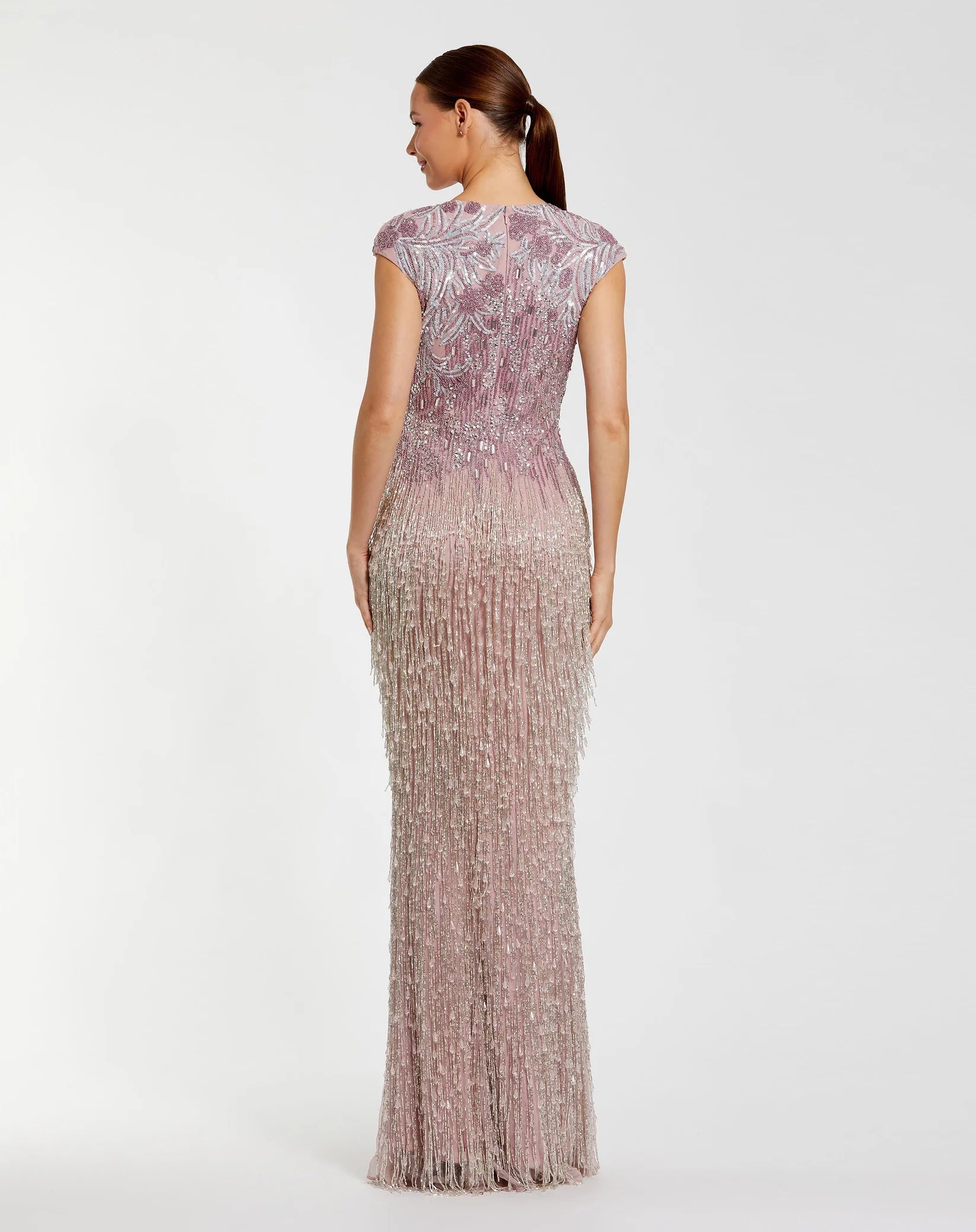 Embellished Cap Sleeve Gown - Purple