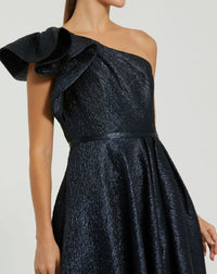 One shoulder metallic ballgown - Antique Bronze