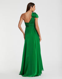 Pleated one shoulder chiffon gold - Emerald Green