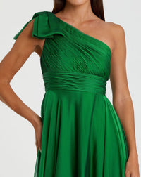Pleated one shoulder chiffon gold - Emerald Green