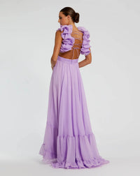Ruffle tiered floral cut-out chiffon gown - Lilac