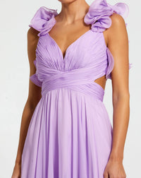 Ruffle tiered floral cut-out chiffon gown - Lilac