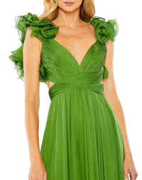 Ruffle tiered floral cut-out chiffon gown - Powder Blue