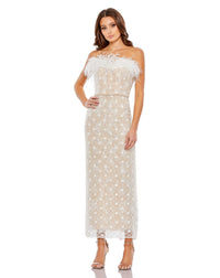 Mac Duggal Style #68140 Embellished strapless column dress - White